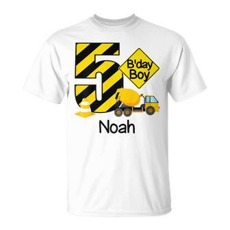 Youth Construction 5Th Birthday Noah Boys 5 Years Old Party T-Shirt - Seseable