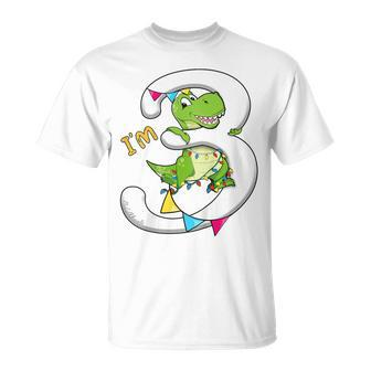 Youth I'm 3 Year Dino Third Bday Boys Dinosaur 3Rd Birthday T-Shirt - Thegiftio UK