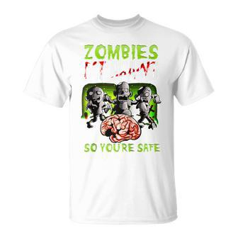 Zombies Eat Brains So You're Safe Zombie T-Shirt - Monsterry DE