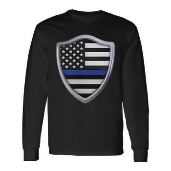 I Back The Blue Shirt - Thin Blue Line USA Flag Bleached Tee For Women (XX-Large)
