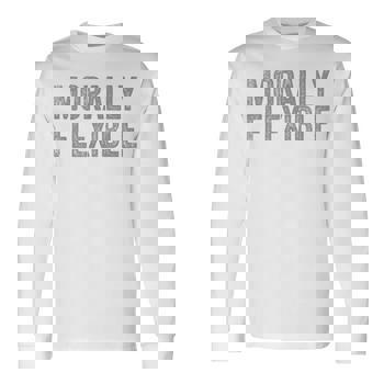 Morally Flexible Grey (Gray) Distressed Font On Blue T-Shirt