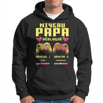 Sweat à Capuche "Niveau Papa Débloqué" - Pour Futurs Papas Gamers, Annonce De Grossesse Originale