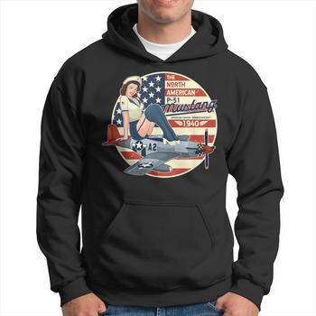 Sweat à Capuche P51 Mustang Avion Pinup WWII Pour Homme - Design Vintage Aviateur