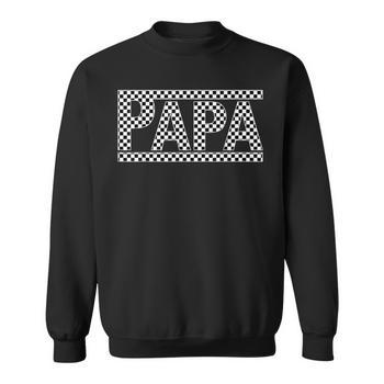 Checkered Papa Fathers Day Grandpa Dad Black & White Checker Long