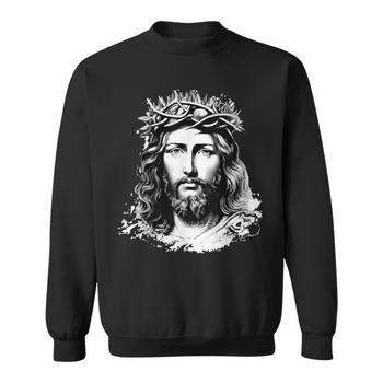 Face Of Jesus Christ Crown Of Thorns Catholic Faith Long Sleeve T