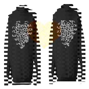 Leopard Print Heart Valentines Day Cheetah Long Sleeve T