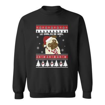 Sweatshirt De Noël Avec Motif Carlin Et Sapin - Pyjama Ou Vêtement Décontracté Pour Fans De Chiens - Homme, Femme, Enfant