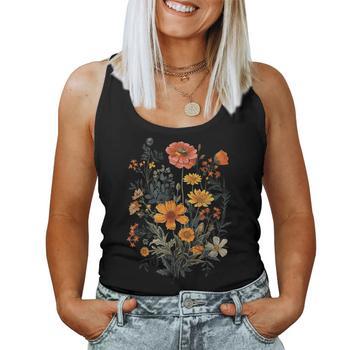 Women's Floral Vintage Muscle Tank Top – Sleeveless Blouse With Dandelion & Cat Print, Soft Blend Fabric, S-2XL - View #2