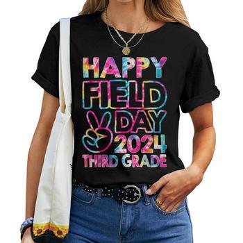 Happy Field Day 2024 Third Grade Field Trip Fun Day Tie Dye Women Hoodie Monsterry