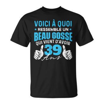 T-shirt Humour "C'est Compliqué D'être Un Beau Gosse Et D'avoir 39 Ans" - Coupe Classique, Léger, Manches Doubles - 14