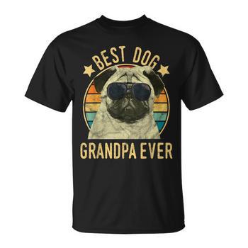 Best Dog Grandpa Ever Pug Father's Day Men's T-shirt Back Print - Monsterry