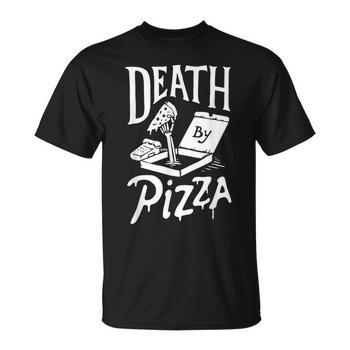 Death By Pizza Men's T-shirt Back Print - Monsterry