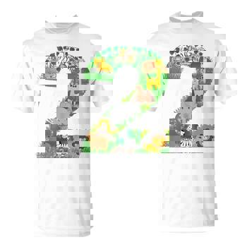 Safari Jungle Zoo Animals Second Birthday Number 2 T-Shirt