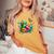 Floral Watercolor Hummingbird & Butterfly Women's Oversized Comfort T-shirt Mustard