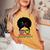 Uk British Grown Jamaican Roots Messy Bun Women's Oversized Comfort T-shirt Mustard