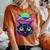 Edm Rave Trippy Cat Mushroom Psychedelic Festival Women's Oversized Comfort T-shirt Yam