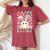 Happy Easter For Girls Groovy Hippie Face Bunny Women's Oversized Comfort T-shirt Crimson