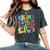 In My Autism Awareness Era Support Puzzle Be Kind Groovy Women's Oversized Comfort T-Shirt Pepper
