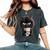 Angry Black Cat Drinking Coffee Loves Coffee Pet Women's Oversized Comfort T-Shirt Pepper