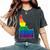 Gay Pride Flag Idaho State Map Rainbow Stripes Women's Oversized Comfort T-Shirt Pepper