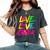 Happy Live Love Cheer Cute Girls Cheerleader Women's Oversized Comfort T-Shirt Pepper