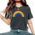 Rainbow Vintage Retro 80'S Style Gay Pride Rainbow Women's Oversized Comfort T-Shirt Pepper