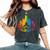 Retro Pittsburgh Skyline Rainbow Lgbt Lesbian Gay Pride Women's Oversized Comfort T-Shirt Pepper