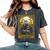 Vintage Floral Tarot Card The Reader Reading Skeleton Nerd Women's Oversized Comfort T-Shirt Pepper