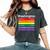 Washington Dc Pride Rainbow Flag Color Metro Train Lines Women's Oversized Comfort T-Shirt Pepper