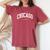 Chicago Illinois Vintage Varsity Style College Group Trip Women's Oversized Comfort T-Shirt Crimson