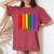 Cleveland Ohio Downtown Rainbow Skyline Lgbt Gay Pride Women's Oversized Comfort T-Shirt Crimson