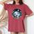 Cottagecore Aesthetic Frog Mushroom Moon Vintage Floral Women's Oversized Comfort T-Shirt Crimson