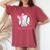 Cute Bow Coquette Little Sister Biggest Fan Baseball Girls Women's Oversized Comfort T-Shirt Crimson
