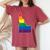Gay Pride Flag Idaho State Map Rainbow Stripes Women's Oversized Comfort T-Shirt Crimson