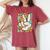 Hippie Peace Hand Sign Groovy Flower 60S 70S Retro Women's Oversized Comfort T-Shirt Crimson