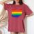 Ohio Map Gay Pride Rainbow Flag Lgbt Support Women's Oversized Comfort T-Shirt Crimson