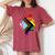 Progress Pride Rainbow Flag For Inclusivity Women's Oversized Comfort T-Shirt Crimson