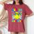 Retro Groovy Autism Awareness Hippie Smile Face Boy Girl Kid Women's Oversized Comfort T-Shirt Crimson