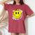 Retro Groovy Be Happy Smile Face Daisy Flower 70S Women's Oversized Comfort T-Shirt Crimson