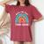 Rock The Test Third Grade Rainbow Test Day Teacher Student Women's Oversized Comfort T-Shirt Crimson
