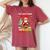 Vintage Drink Wine And Watch Xmas Movies Santa Drinker Women's Oversized Comfort T-Shirt Crimson