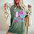 4 Years Old Flossing Unicorn 4Th Birthday Girl Party Women's Oversized Comfort T-Shirt Moss