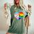 Ally Rainbow Flag Heart Lgbt Gay Lesbian Support Pride Month Women's Oversized Comfort T-Shirt Moss