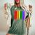 Cleveland Ohio Downtown Rainbow Skyline Lgbt Gay Pride Women's Oversized Comfort T-Shirt Moss