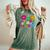 Happy Bright Daisies Daisy 60'S 70S Retro Vintage Hippie Women's Oversized Comfort T-Shirt Moss