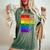 Lgbtq Rainbow Flag Tribal Wolf Pride Month Equal Women's Oversized Comfort T-Shirt Moss