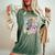 Retro Groovy Happy Easter Bunny Smile Face For Girls Women's Oversized Comfort T-Shirt Moss