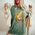 Sunflower Gnome With Bee Hippie Gnome Lover Women's Oversized Comfort T-Shirt Moss