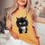 Angry Black Cat Drinking Coffee Loves Coffee Pet Women's Oversized Comfort T-Shirt Mustard