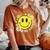 Retro Groovy Be Happy Smile Face Daisy Flower 70S Women's Oversized Comfort T-Shirt Yam